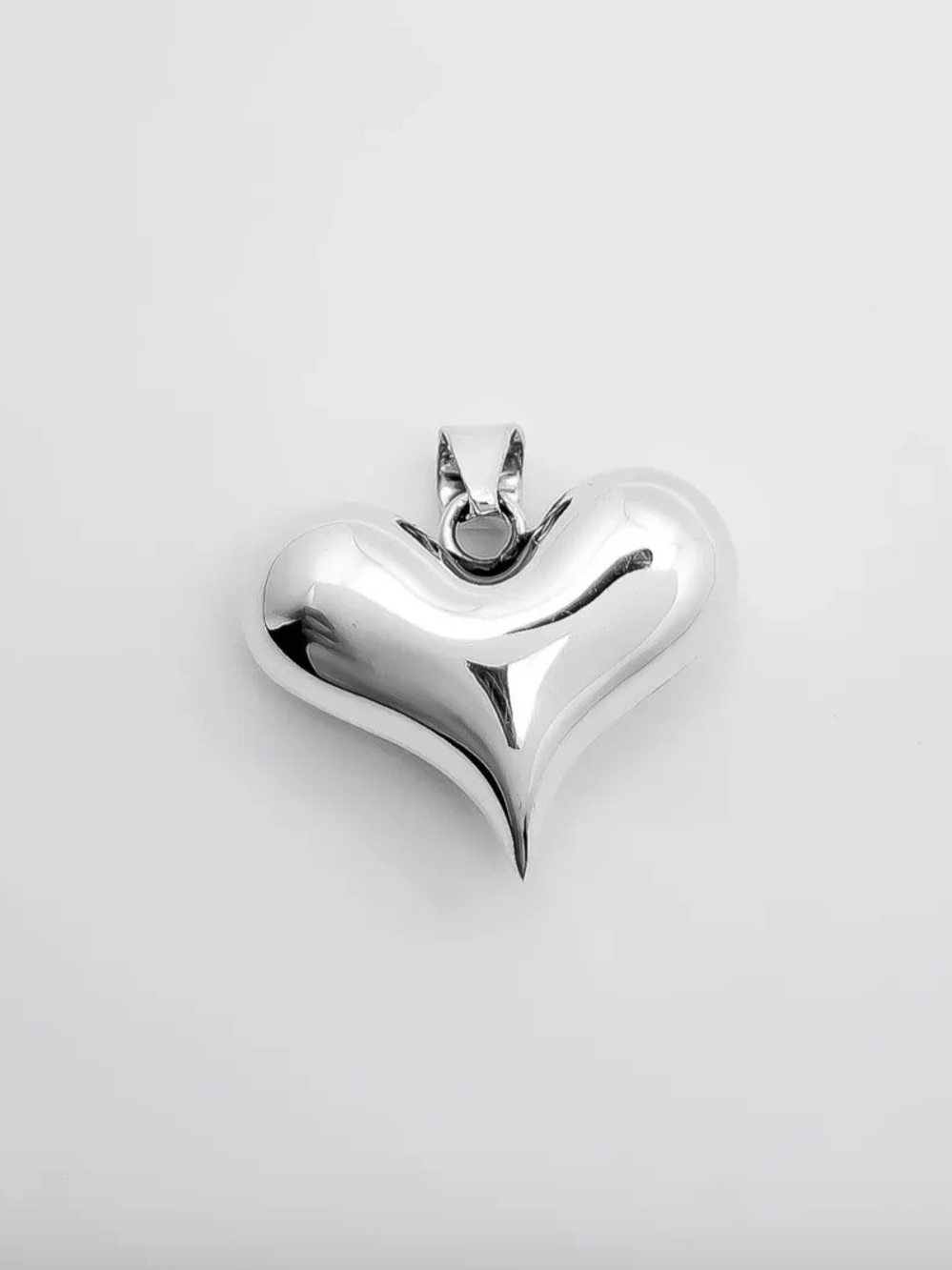 Sterling Silver Heart Pendant Necklace - Polished Silver
